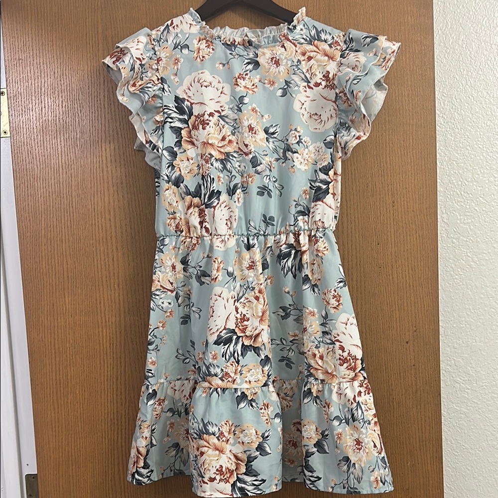 Floral Dress in Blue and Cream